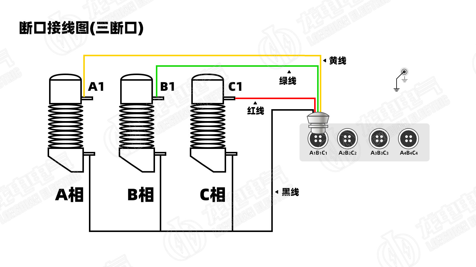 高壓開關(guān)測試儀三端口接線圖